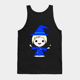 Cute Kawaii wizard with a magic wand Tank Top